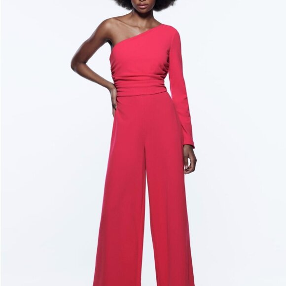 ZARA One-Shoulder Wide-Leg JumpsuitSize S NWT